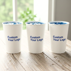 Gobelets en papier jetables à paroi ondulée de 12 oz avec logo de votre entreprise pour boissons chaudes et froides et centres de rafraîchissement - Product Image 5