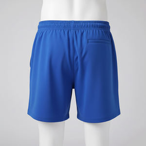 Shorts confortables à taille élastique et taille haute, shorts de plage personnalisés pour l'été, couleur unie, shorts de bain 100% coton avec logo, shorts pour hommes. - Product Image 5