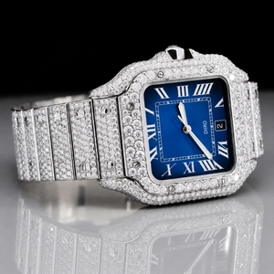 Reloj Mecánico Premium para Hombre con Moissanita, Cuadrado, de Lujo, con Números Romanos, Esfera de Acero Inoxidable y Cristal, Diseño Vintage - Product Image 1