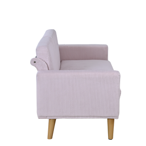 Sofá LoveSeat de Corduroy Rosa con Patas de Metal, Estilo Escandinavo, Tapizado para Muebles de Sala de Estar - Product Image 4