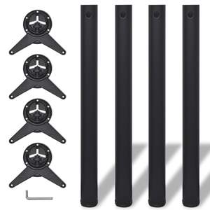 Ensemble de 4 pieds de table réglables en hauteur en fonte de zinc noire, pieds de meubles - Product Image 1