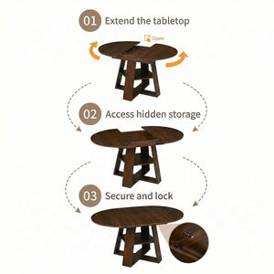 Tavolo da Pranzo Ovale Moderno per Cucina, 110-150 cm, Base in Legno Estensibile con Pannelli Rimovibili, Salvaspazio per 4-8 Persone - Product Image 5