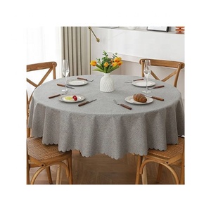 Mantel de Lujo Gris Oscuro, Sólido, Bordado, Impermeable, Duradero, de Alta Calidad, Ligero, de Algodón Puro, Tamaño Personalizado, para Cubrir Mesas - Product Image 1