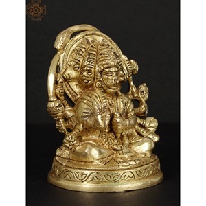 Sculpture artisanale indienne exotique de 3 pouces en laiton, modèle Panchmukhi Hanuman ZEF61, fabriquée en Inde pour offrir en cadeau - Product Image 2