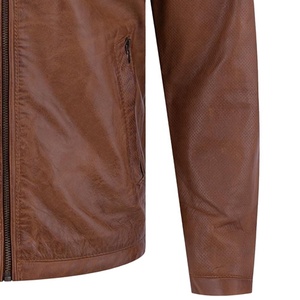 New Winter <b>Men's</b> Genuine Leather <b>Jacket</b> Zipper Style Customized Front Logo <b>Long</b> Sleeves Wholesale Fashion High Quality - Product Image 2
