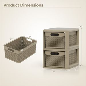 Armadietto portaoggetti in PP intrecciato con 2 cassetti stretti per casa e ufficio - Product Image 5