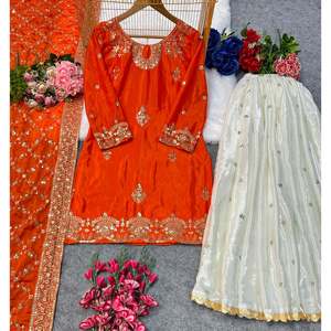 Ensemble haut de soirée Plazzo Fancy Dupatta pour femmes styliste - Product Image 2