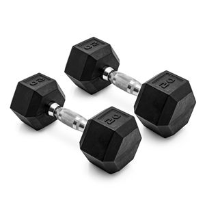 20lb rivestito in gomma esagonale Dumbbell paio di attrezzature per il Fitness Premium per uso casalingo in palestra - Product Image 1