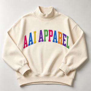 Sweat-shirt à col montant avec impression graphique personnalisée, impression en relief multicolore, pull tendance unisexe, vêtements de marque streetwear, sweat à capuche - Product Image 1