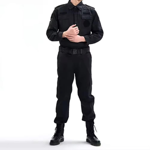 เสื้อเชิ้ตยูนิเซ็กซ์สีดำ ผ้าโพลีเอสเตอร์ ระบายอากาศได้ดี สำหรับเจ้าหน้าที่รักษาความปลอดภัย มีกระเป๋าและช่องใส่เครื่องวิทยุ สำหรับผู้ใหญ่ - Product Image 1