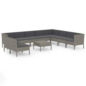 Conjunto de Muebles de Jardín de Acero con Recubrimiento en Polvo y Ratán PE Gris, Producto de Poliéster Duradero - Product Image 2
