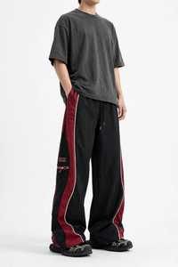 Pantalones Deportivos Negros para Hombre con Franja Lateral Blanca, Cintura Elástica con Cordón, Casuales, Transpirables, Ligeros, de Poliéster - Product Image 5