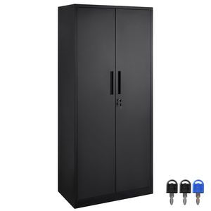 Armoire de rangement métallique de 200 pieds de long avec 2 portes magnétiques et 4 étagères réglables, étagères de garage en acier verrouillables, armoire métallique de 71 pieds de long - Product Image 1