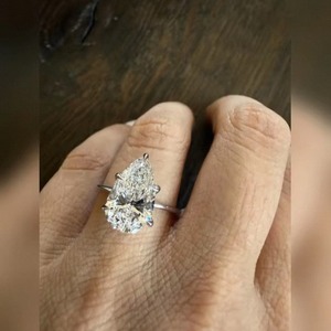 Anillo de lujo con diamante cultivado en laboratorio, corte pera, para mujer, oro, regalo de compromiso y boda, 9K, 14K, 18K, con certificación IGI SGL, 3.25 quilates - Product Image 5