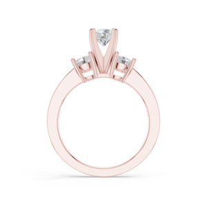 Anillo de Compromiso con Diamante Sintético de Corte Brillante, Cultivado en Laboratorio, Color E, Certificado IGI, Oro para Mujer, 10 Piedras Laterales, Lujoso para Boda o Fiesta - Product Image 6