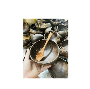 Cuencos de cáscara de coco Natural de estilo vintage con cuchara de madera de coco Batido Ensaladera Utensilios de cocina Utensilios Vajilla Muebles - Product Image 5