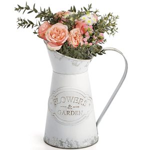Vintage Metal Flower Garden Decorative Pitcher Vase Rustic Farmhouse Floral Display <b>Jug</b> - Product Image 4