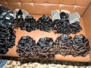 Extensiones de Cabello Remy Indio Virgen para Mujer, Doble Trama, Rizos Suaves, con Cabello Humano Sin Procesar: Modelo No Permanente - Product Image 3