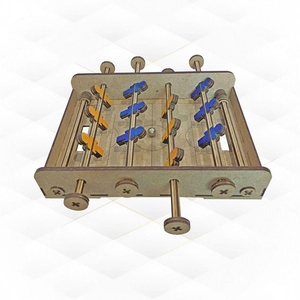 Handcrafted Wooden Tabletop Foosball Game With Blue And Orange Players Compact Table Football Toy For <b>Kids</b> And Friends Enjoyment - Product Image 4