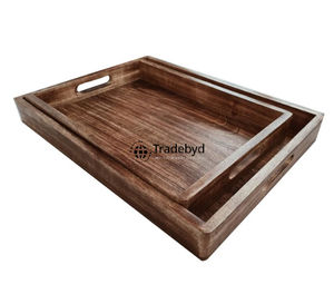 Plateau en bois moderne fait main de luxe, plateau de service mobile haut de gamme pour la maison, la cuisine, la salle à manger, la table basse par Tradebyd - Product Image 1