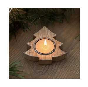 Rustic Pine <b>Tree</b> Shape Wood Candle Holder Natural Mango Wood Tealight Stand for Christmas Holiday Table Skies Trader 2026 - Product Image 1