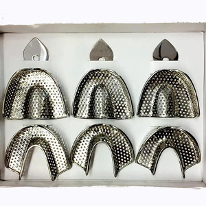 Plateau d'empreinte perforé Azicon - Plateau d'empreinte orthodontique supérieur et inférieur en acier inoxydable réutilisable et autoclavable pour laboratoire dentaire - Product Image 1