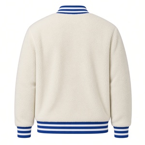 Phi Beta Sigma Ivory Royal Blue <b>Sherpa</b> Varsity Jacket <b>Men</b> Greek Letter Embroidery Crest Full Zip Fraternity <b>Fleece</b> College - Product Image 4