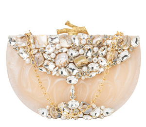 Artisan Green Storage <b>Bag</b> <b>Clutch</b> <b>Bag</b> Marbled Crystal Rhinestones Embellished Acrylic Evening Purse Bridal Wedding Party Handbag - Product Image 5