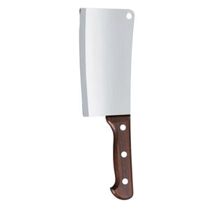 Couteau de boucher professionnel en bois de 18 cm, lame large en acier inoxydable, manche en bois brun, pour hacher et couper la viande - Product Image 1