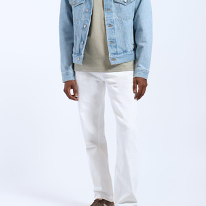 Jean en denim blanc pour homme, imprimé éclair, coupe droite ample, délavé, motif floral, streetwear, pantalon décontracté pour homme - Product Image 6