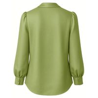 Chemisier décontracté vert à nœud pour femme, haut à manches longues et col à nœud, idéal pour l'été, le bureau ou les tenues de sororité grecque, chemise élégante en mousseline de soie