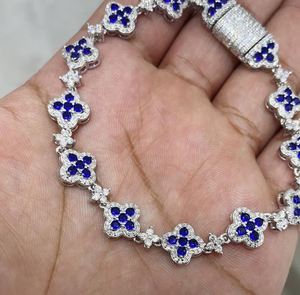 Blue Stone <b>Charm</b> Bracelet 925 Sterling Silver Gold Plated White Moissanite Luxury Elegant Wedding Party Anniversary Jewelry Gift - Product Image 2
