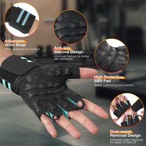 Gants de sport unisexes à demi-doigts avec fermeture magnétique, respirants, en polyester, pour la musculation, la remise en forme, les exercices, le cyclisme - Product Image 2