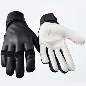 SAAR INDUSTRIES Leather Batting Gloves Black White Padded <b>Hook</b> Loop Closure Unisex Adult Training Left Eco-Friendly Durable - Product Image 2