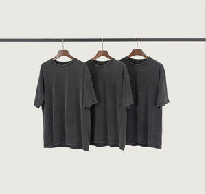 เสื้อยืดพรีเมียมผู้ชาย ทรงเข้ารูป คอวี ผ้าคอตตอน 100% หนานุ่ม ระบายอากาศดี สไตล์สตรีทแวร์ สีพื้น ย้อมสีแบบเรียบง่าย รับผลิตตามสั่ง ขายส่ง - Product Image 5