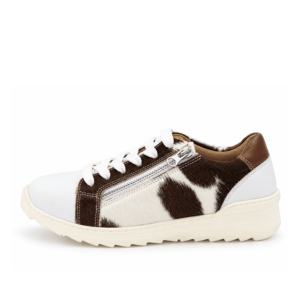 Zapatillas de Mujer de Piel de Oveja Marrón con Cremallera Lateral, Soporte de Arco Acolchado, Puntera Blanca y Suela Gruesa Crema, Zapatos Casuales de Moda - Product Image 3