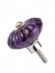 Purple Glass <b>Crystal</b> Industrial Anniversary Cabinet <b>Knob</b> Decorative Drawer Pull Floral Furniture Handle for Kitchen Wardrobe - Product Image 1