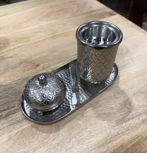 Modern Arabic Style Organic Eco-Friendly Metal Bakhoor Incense Burner Set <b>Storage</b> Jar for Home Decor Aromatherapy Anti-Odour - Product Image 3