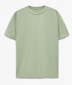 <b>Light</b> Green Combed Cotton Jersey T-Shirt Men O-<b>Neck</b> Short Sleeve Regular Fit Yarn Dyed Anti-Pilling Casual Customer Logo 320g - Product Image 4