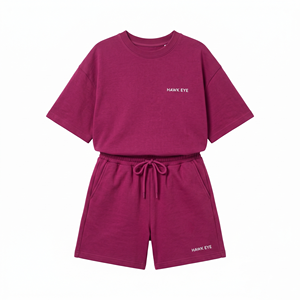 Conjunto de Verano Casual al por Mayor, Diseño Personalizado, Camiseta Oversize y Pantalones Cortos para Mujer, Conjunto de Camiseta Lisa y Pantalones Cortos Personalizados para Mujer - Product Image 5