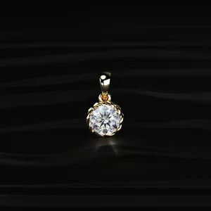 Pendentif solitaire en diamant taille ronde avec monture torsadée en or, diamant de laboratoire pour femme, clarté VVS-VS et certifié IGI - Product Image 1