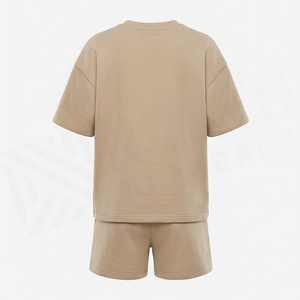 2 Piece High Quality Formal Solid Above Knee Home Wear Suit Short Sleeve T Shirt and Shorts <b>Twin</b> <b>Set</b> for Women - Product Image 2