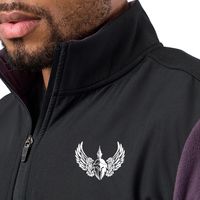 Chaqueta cortavientos deportiva para hombre, delgada, con bordado, paneles en contraste, forro polar, cierre de cremallera de un cuarto, cálida, para correr y fitness