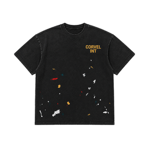 <b>Y2K</b> Street Fashion Custom Paint Splatter Oversized Tees Vintage Washed 100% Cotton Drop Shoulder Graphic Men's <b>shirts</b> Wholesale - Product Image 3