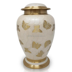 Urne funéraire en laiton de haute qualité, style américain, pour cendres humaines et animales, motif papillon gravé, urne commémorative pour adulte - Product Image 2