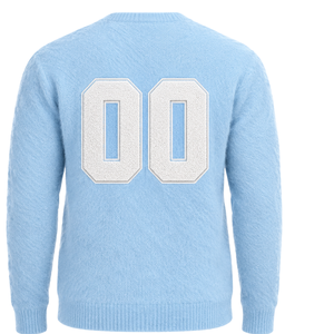 Suéter de Punto Personalizado Azul Cielo para Hombre, Cuello Redondo, Manga Larga, Suave, Informal, para Invierno, con Logotipo Personalizado en Relieve en el Pecho - Product Image 2