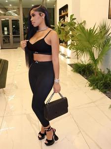 Ensemble deux pièces sexy pour femme, débardeur et pantalon, style urbain, printemps, noir uni, taille polyvalente, coupe régulière, polyester - Product Image 3