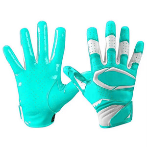 Gants de football américain personnalisés avec logo orange et blanc, à doigts entiers, perforés, respirants, antidérapants, avec paume collante, équipement d'entraînement sportif - Product Image 6