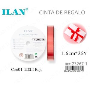 Nastro Regalo Ilan 1,6 Cm X 25 Iarde Rosso Per Confezioni - Product Image 1