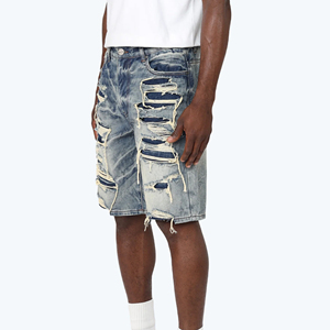 New Design High Quality 100% Cotton <b>Men</b> Denim Shorts Light Wash Summer Casual Breathable Quick Dry Wholesale for Sale - Product Image 6